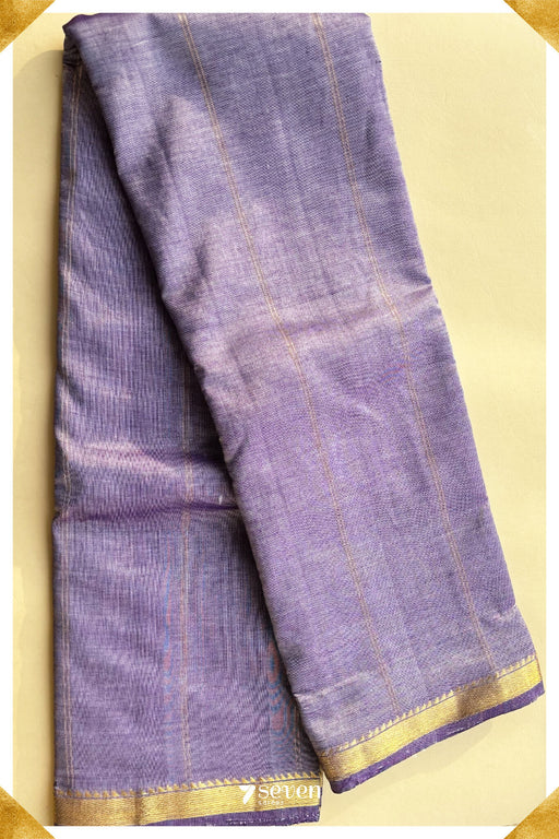 Willow Whisper Signature Seven Handloom Purple Bangalore Silk Cotton Saree - Seven Sarees - Saree - Seven Sarees