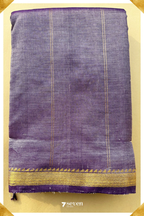 Willow Whisper Signature Seven Handloom Purple Bangalore Silk Cotton Saree - Seven Sarees - Saree - Seven Sarees