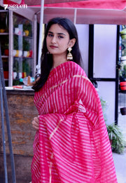 Winter Citrus Signature Seven Handloom Pink Bangalore Vegan Silk Saree - Seven Sarees - Saree - Seven Sarees
