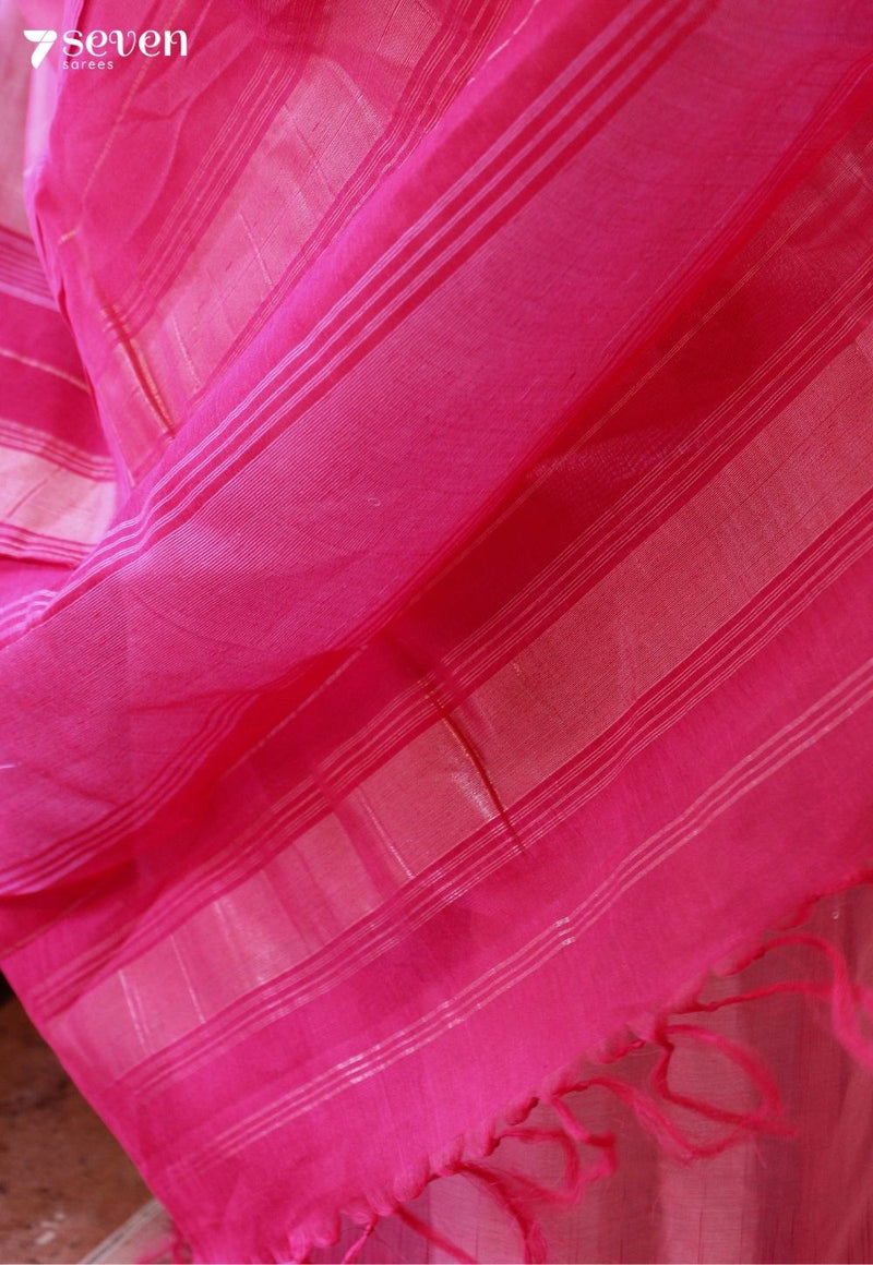 Winter Citrus Signature Seven Handloom Pink Bangalore Vegan Silk Saree - Seven Sarees - Saree - Seven Sarees