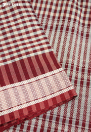Yagnika Signature Seven Handloom Red Bangalore Pure Cotton Saree - Seven Sarees - Saree - Seven Sarees