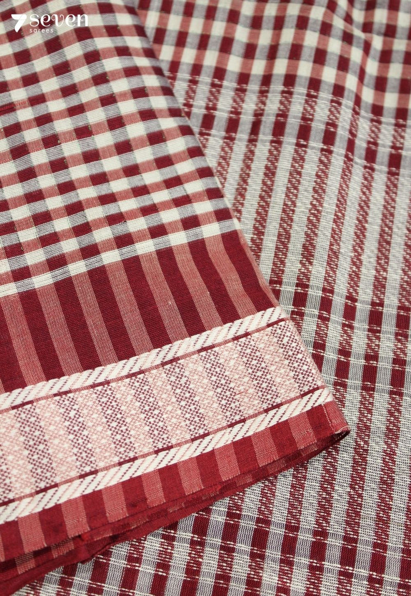 Yagnika Signature Seven Handloom Red Bangalore Pure Cotton Saree - Seven Sarees - Saree - Seven Sarees