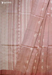 Yajnika Handloom Pink Pure Tussar Silk Saree With Eri Silk Extra Weft | Silk Mark Certified - Seven Sarees - Saree - Seven Sarees