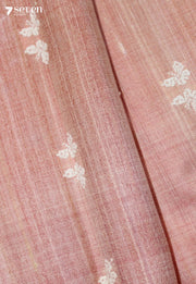 Yajnika Handloom Pink Pure Tussar Silk Saree With Eri Silk Extra Weft | Silk Mark Certified - Seven Sarees - Saree - Seven Sarees