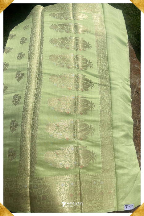 Yamuna Benares Green Pure Silk Saree | Silk Mark Certified - Seven Sarees - Saree - Seven Sarees