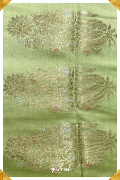 Yamuna Benares Green Pure Silk Saree | Silk Mark Certified - Seven Sarees - Saree - Seven Sarees