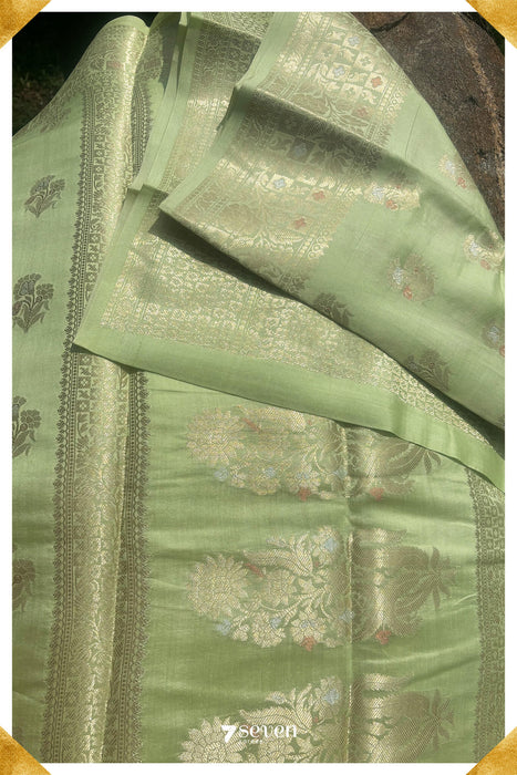 Yamuna Benares Green Pure Silk Saree | Silk Mark Certified - Seven Sarees - Saree - Seven Sarees