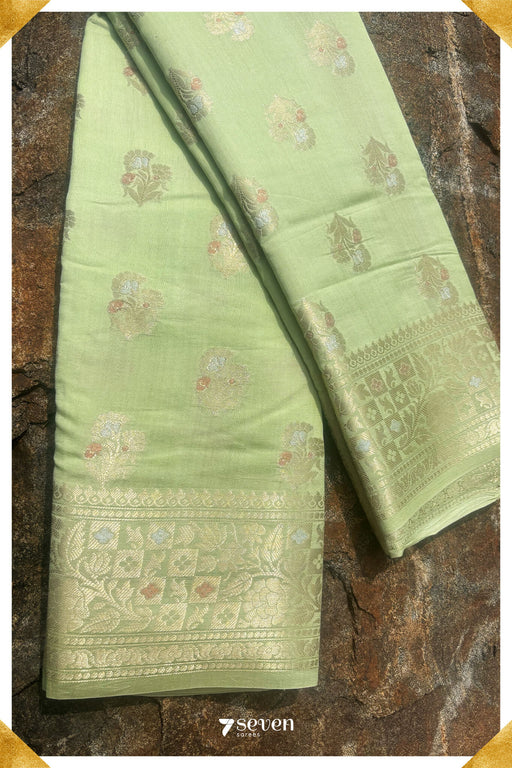 Yamuna Benares Green Pure Silk Saree | Silk Mark Certified - Seven Sarees - Saree - Seven Sarees