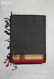 Yashmira Maheshwari Handloom Black Silk Cotton Saree - Seven Sarees - Seven Sarees