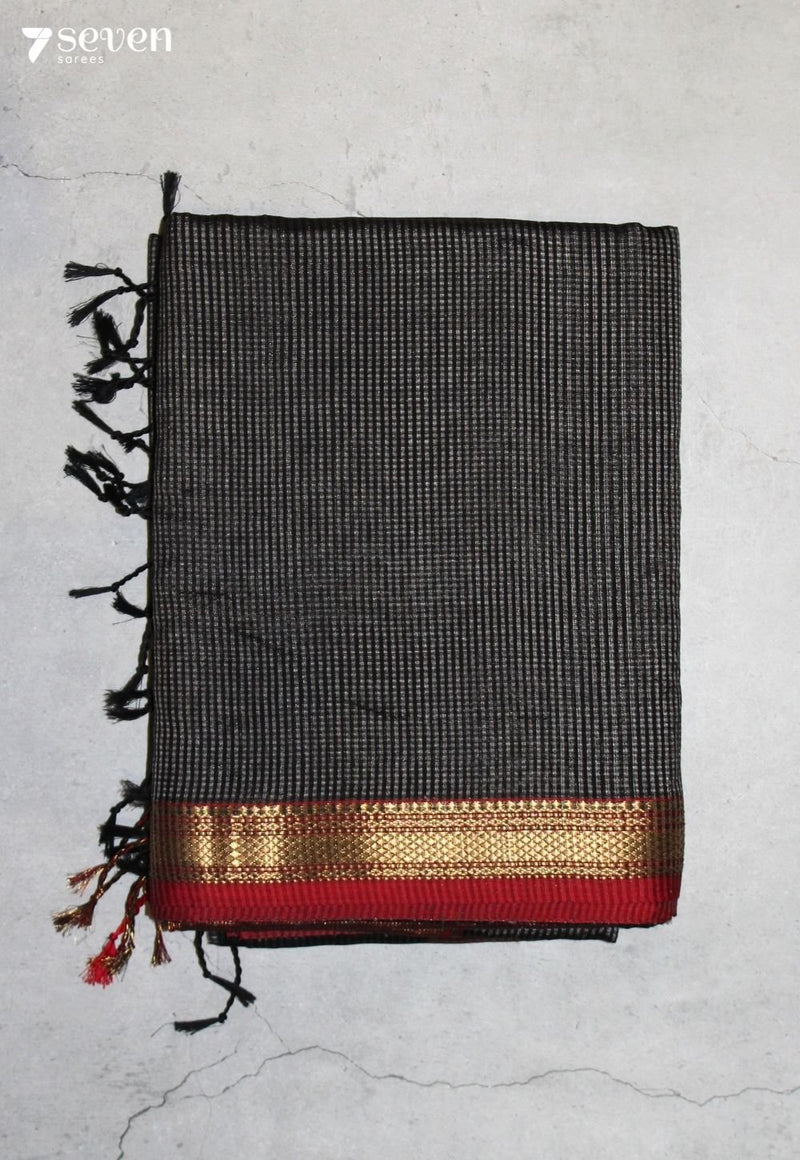 Yashmira Maheshwari Handloom Black Silk Cotton Saree - Seven Sarees - Seven Sarees