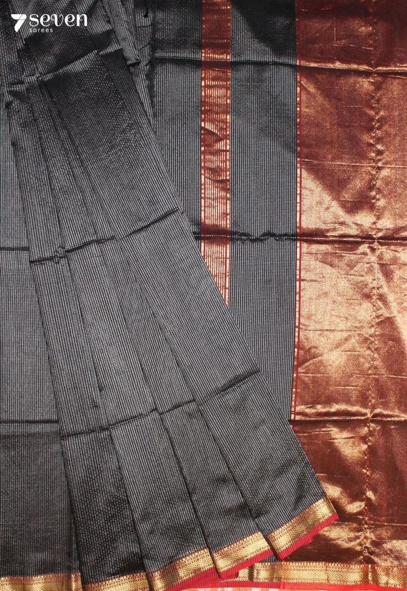 Yashmira Maheshwari Handloom Black Silk Cotton Saree - Seven Sarees - Seven Sarees