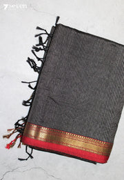 Yashmira Maheshwari Handloom Black Silk Cotton Saree - Seven Sarees - Seven Sarees