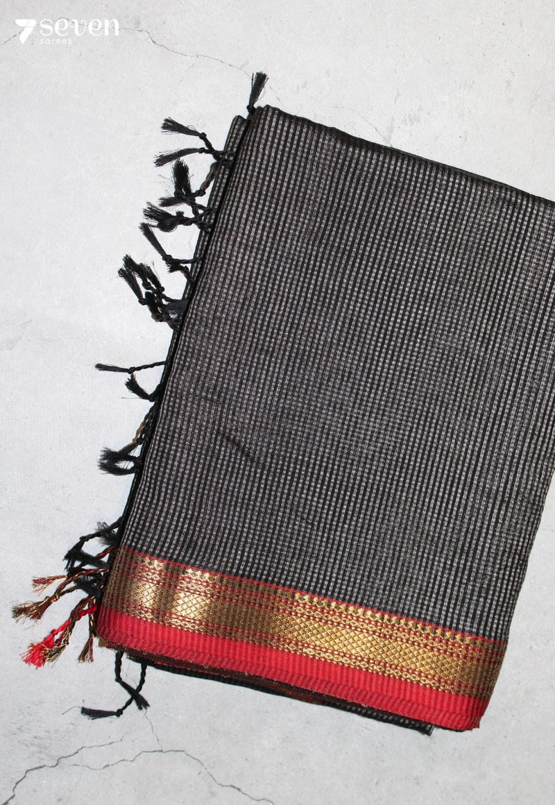 Yashmira Maheshwari Handloom Black Silk Cotton Saree - Seven Sarees - Seven Sarees