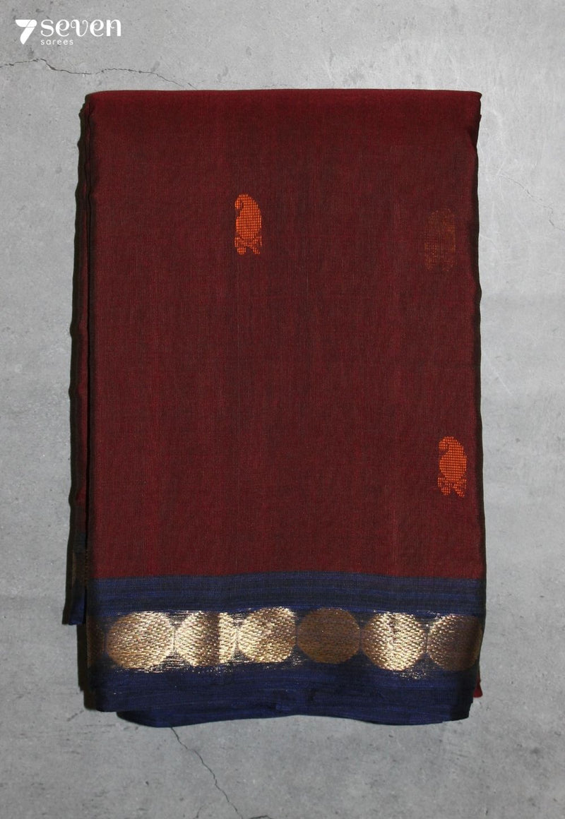 Yavetha Signature Seven Handloom Brown Bangalore Pure Cotton Saree - Seven Sarees - Saree - Seven Sarees