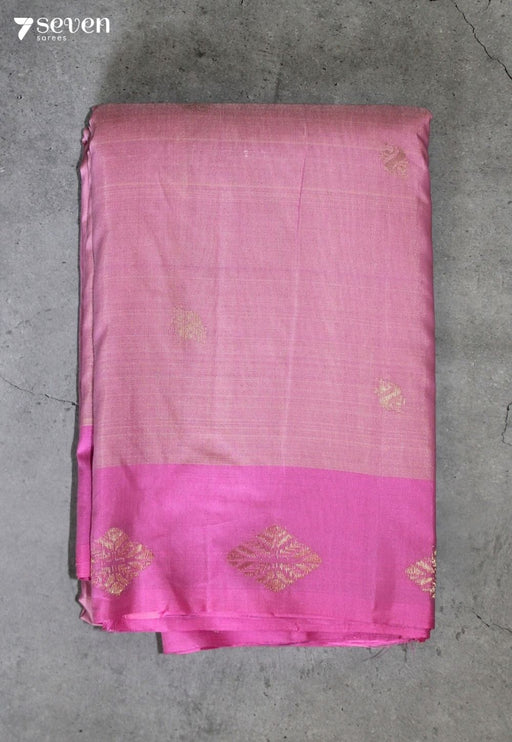 Yavetha Signature Seven Handloom Pink Bangalore Pure Silk Cotton Saree - Seven Sarees - Saree - Seven Sarees