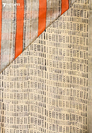 Yavini Jaipur Off White Hand Block Printed Silk Cotton Saree - Seven Sarees - Saree - Seven Sarees