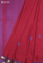 Yavira Signature Seven Handloom Red Bangalore Pure Cotton Saree - Seven Sarees - Saree - Seven Sarees