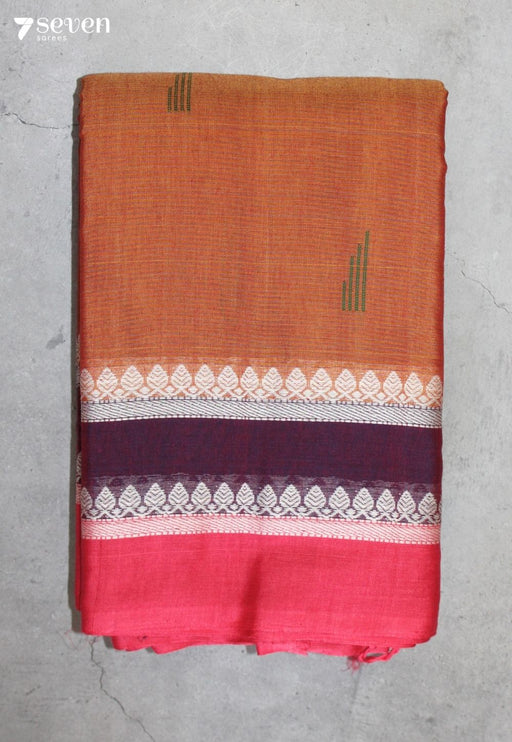Yelini Signature Seven Handloom Brown Bangalore Pure Cotton Saree - Seven Sarees - Saree - Seven Sarees