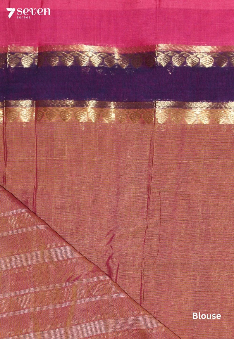 Yelvitha Signature Seven Handloom Sandal-Pink Bangalore Pure Cotton Saree - Seven Sarees - Saree - Seven Sarees