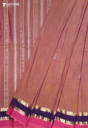 Yelvitha Signature Seven Handloom Sandal-Pink Bangalore Pure Cotton Saree - Seven Sarees - Saree - Seven Sarees