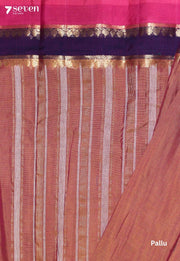 Yelvitha Signature Seven Handloom Sandal-Pink Bangalore Pure Cotton Saree - Seven Sarees - Saree - Seven Sarees