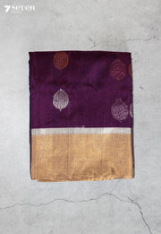 Yenika Chanderi Handloom Purple Silk Cotton Saree - Seven Sarees - Seven Sarees