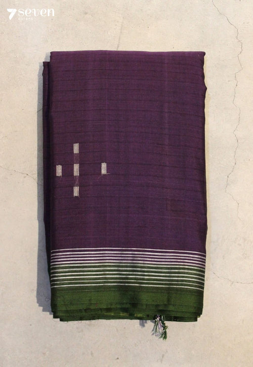 Yerusha Signature Seven Handloom Purple Bangalore Pure Cotton Saree - Seven Sarees - Saree - Seven Sarees