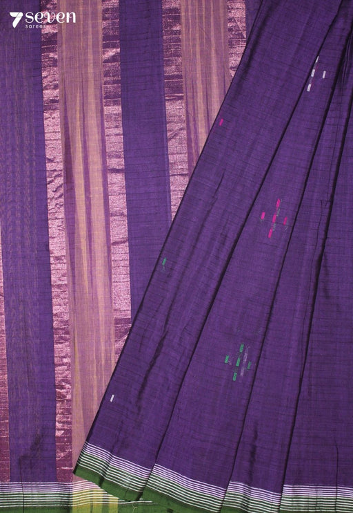Yerusha Signature Seven Handloom Purple Bangalore Pure Cotton Saree - Seven Sarees - Saree - Seven Sarees