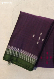 Yerusha Signature Seven Handloom Purple Bangalore Pure Cotton Saree - Seven Sarees - Saree - Seven Sarees