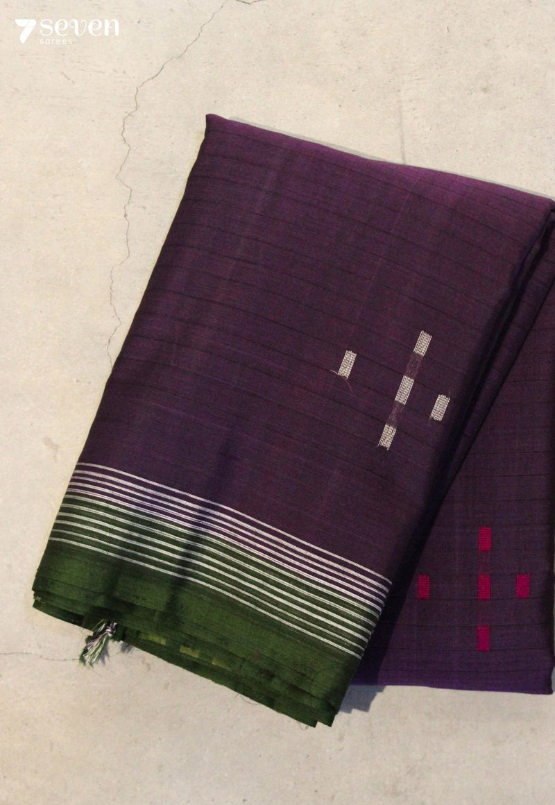 Yerusha Signature Seven Handloom Purple Bangalore Pure Cotton Saree - Seven Sarees - Saree - Seven Sarees