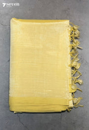 Yutika Mangalagiri Handloom Yellow Vegan Silk Saree - Seven Sarees - Saree - Seven Sarees