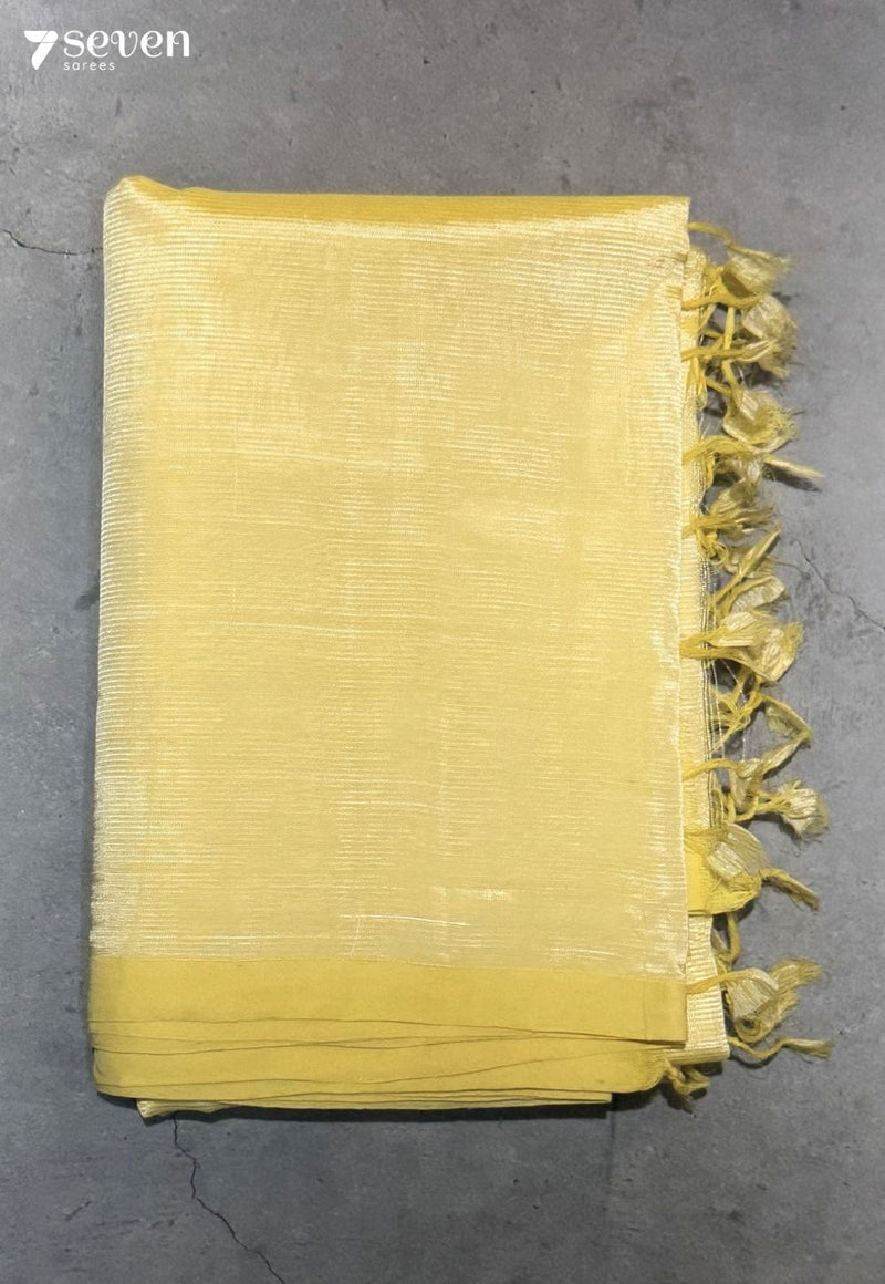 Yutika Mangalagiri Handloom Yellow Vegan Silk Saree - Seven Sarees - Saree - Seven Sarees