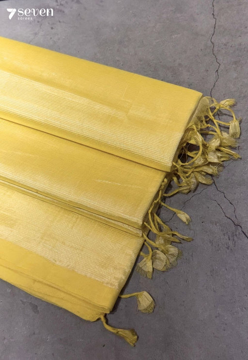 Yutika Mangalagiri Handloom Yellow Vegan Silk Saree - Seven Sarees - Saree - Seven Sarees