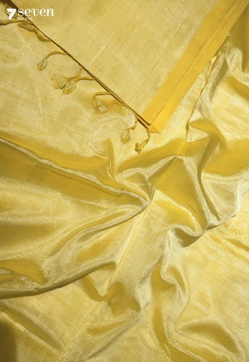 Yutika Mangalagiri Handloom Yellow Vegan Silk Saree - Seven Sarees - Saree - Seven Sarees