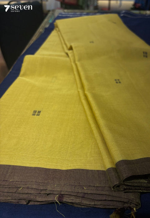 Ziya Signature Seven Handloom Mustard Bangalore Pure Cotton Saree - Seven Sarees - Saree - Seven Sarees