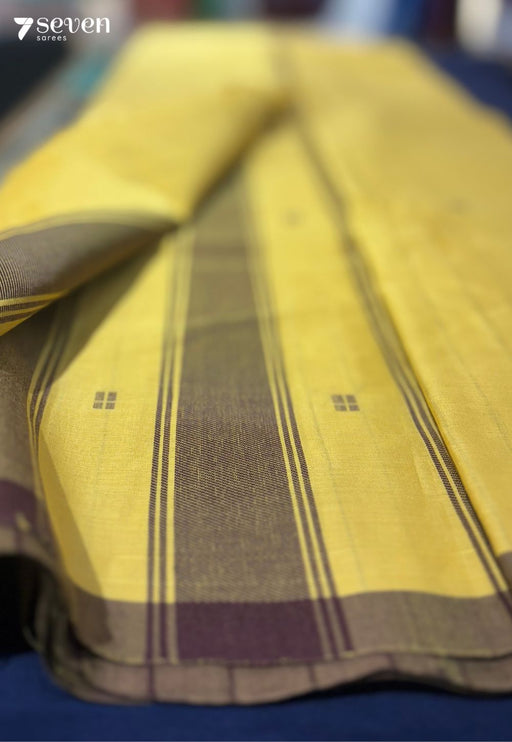 Ziya Signature Seven Handloom Mustard Bangalore Pure Cotton Saree - Seven Sarees - Saree - Seven Sarees