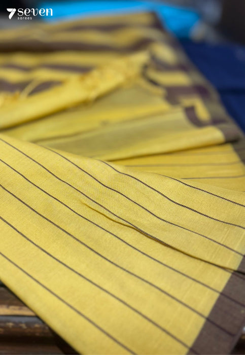 Ziya Signature Seven Handloom Mustard Bangalore Pure Cotton Saree - Seven Sarees - Saree - Seven Sarees