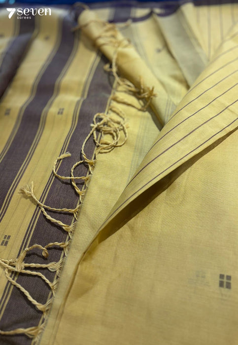 Ziya Signature Seven Handloom Mustard Bangalore Pure Cotton Saree - Seven Sarees - Saree - Seven Sarees