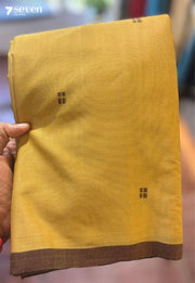 Ziya Signature Seven Handloom Mustard Bangalore Pure Cotton Saree - Seven Sarees - Saree - Seven Sarees