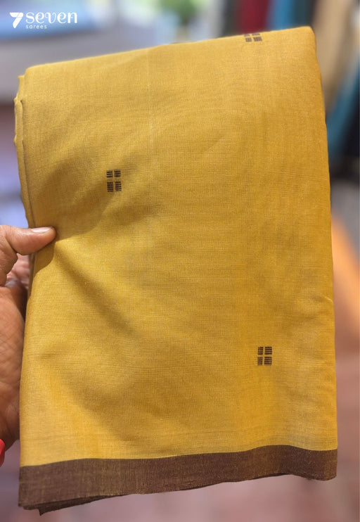 Ziya Signature Seven Handloom Mustard Bangalore Pure Cotton Saree - Seven Sarees - Saree - Seven Sarees