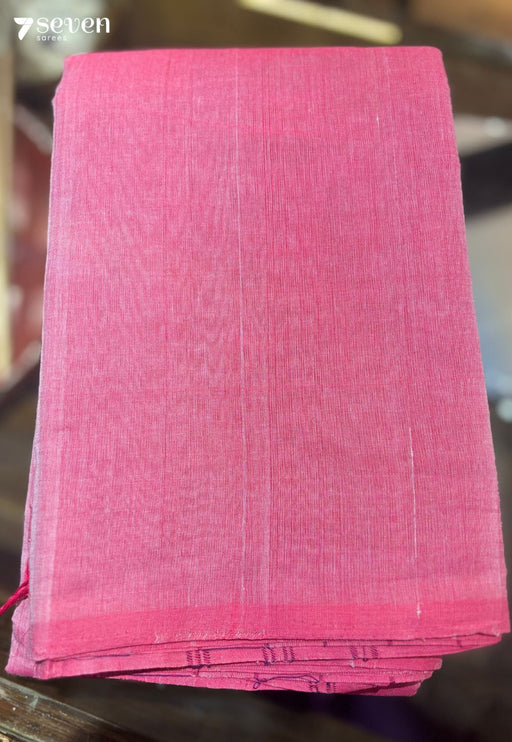 Ziya Signature Seven Handloom Pink Bangalore Pure Cotton Saree - Seven Sarees - Saree - Seven Sarees