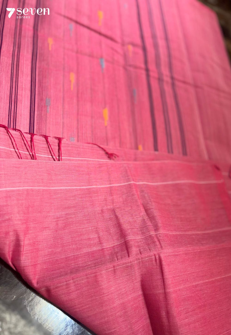 Ziya Signature Seven Handloom Pink Bangalore Pure Cotton Saree - Seven Sarees - Saree - Seven Sarees