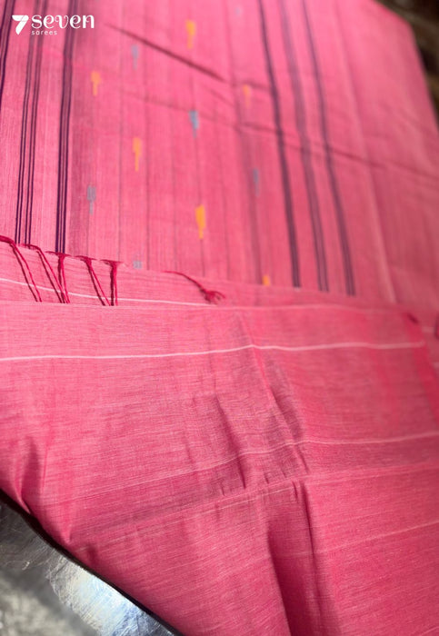 Ziya Signature Seven Handloom Pink Bangalore Pure Cotton Saree - Seven Sarees - Saree - Seven Sarees