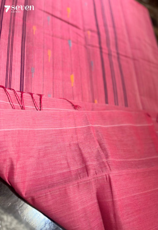 Ziya Signature Seven Handloom Pink Bangalore Pure Cotton Saree - Seven Sarees - Saree - Seven Sarees