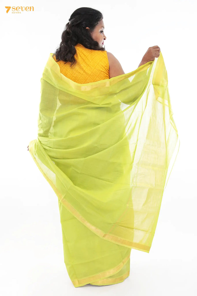 Abirami Mangalagiri Handloom Green Pure Cotton Saree - Seven Sarees - Saree - Seven Sarees