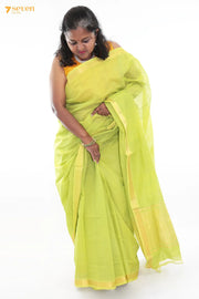 Abirami Mangalagiri Handloom Green Pure Cotton Saree - Seven Sarees - Saree - Seven Sarees