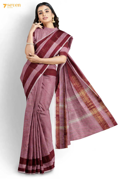 Adumbu Madurai Pink Pure Cotton Saree - Seven Sarees - Saree - Seven Sarees