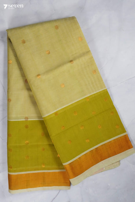 Aku Handloom Venkatagiri 100% Cotton Light Green Saree - Seven Sarees - Seven Sarees