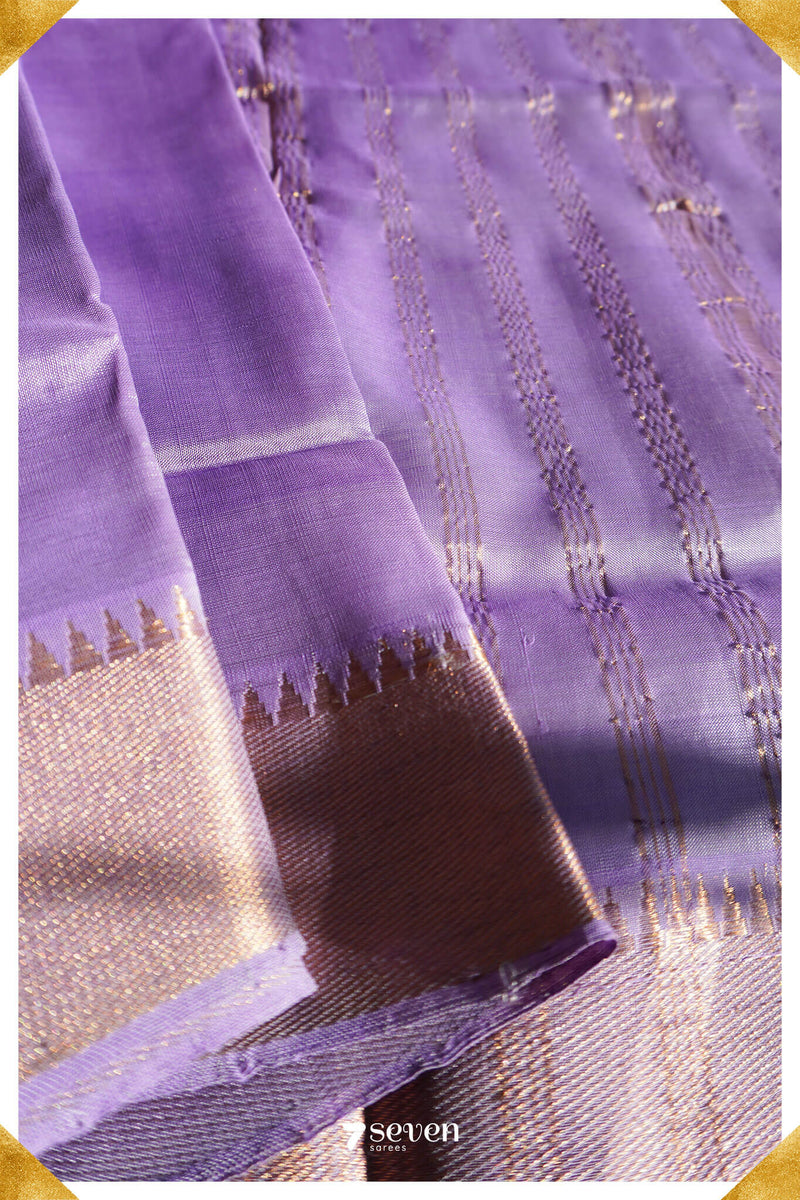 Almelu Mangalagiri Handloom Lavender Silk-Cotton Saree - Seven Sarees - Saree - Seven Sarees