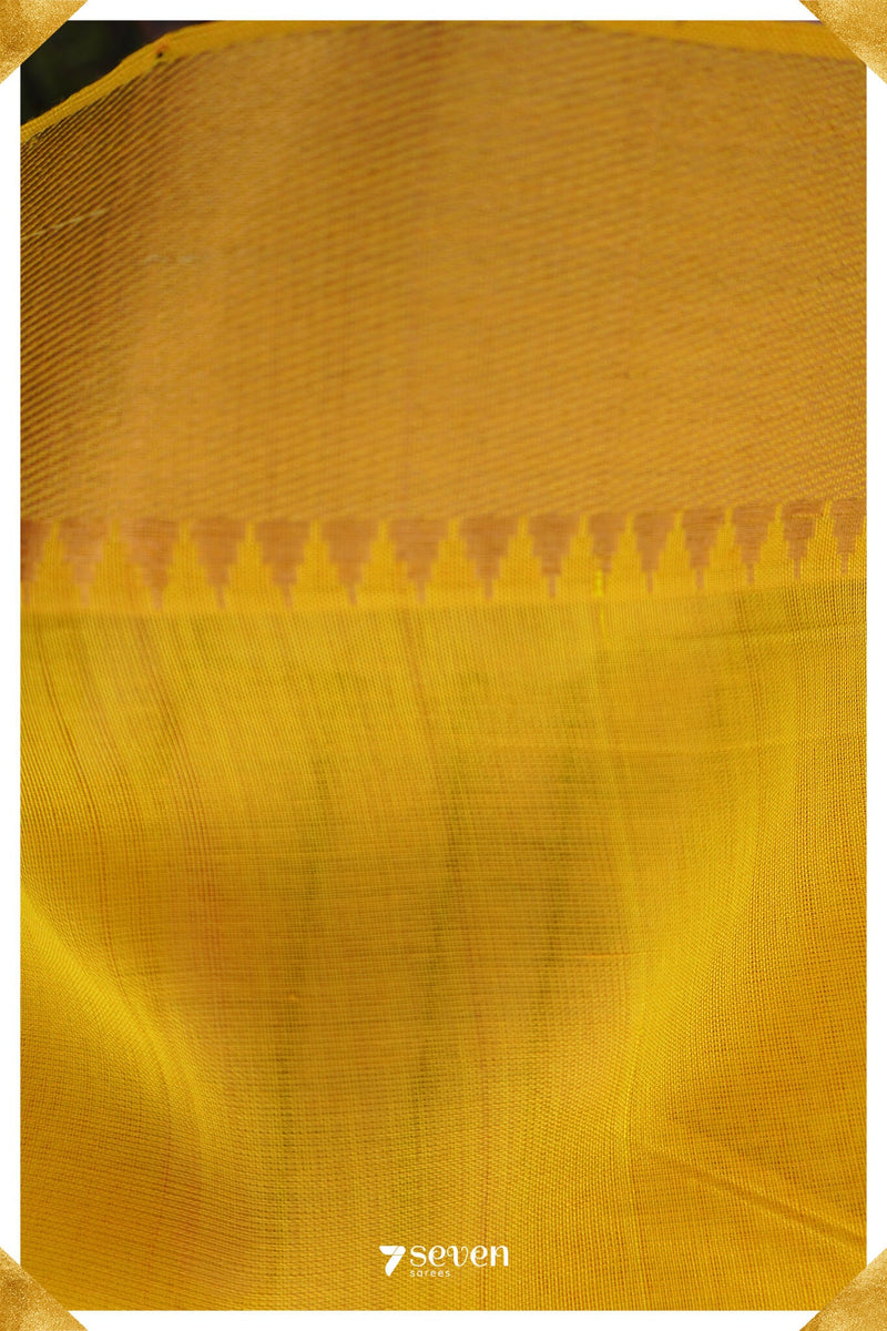 Ameyaa Mangalagiri Handloom Yellow Silk-Cotton Saree - Seven Sarees - Saree - Seven Sarees